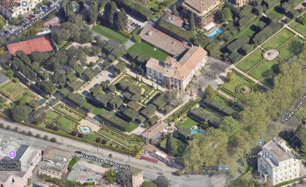 Villa Taverna in Rome, home to the American ambassador to Italy, rests amid seven acres in an exclusive neighborhood.